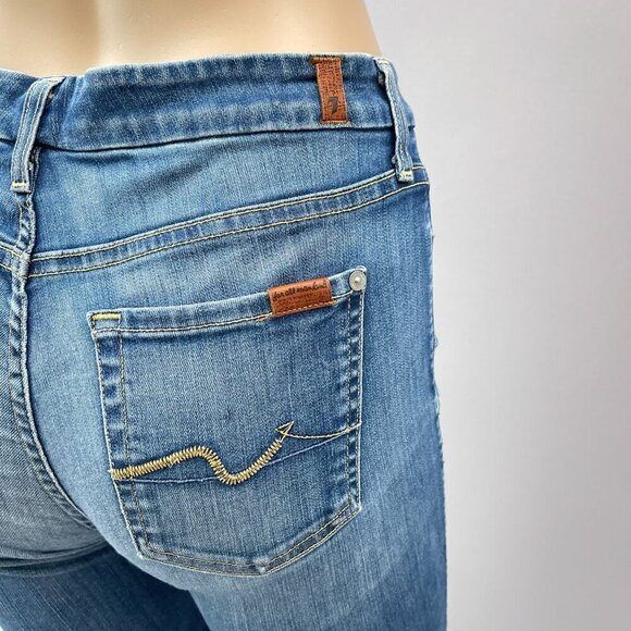 7 for All Mankind Kimmie Straight Leg Denim Jeans Medium Wash Blue Womens 26 - Picture 3 of 12